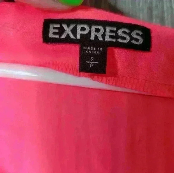 Express Neon pink lattice sleeve blouse. Size small. 100% polyester. - Picture 2 of 5